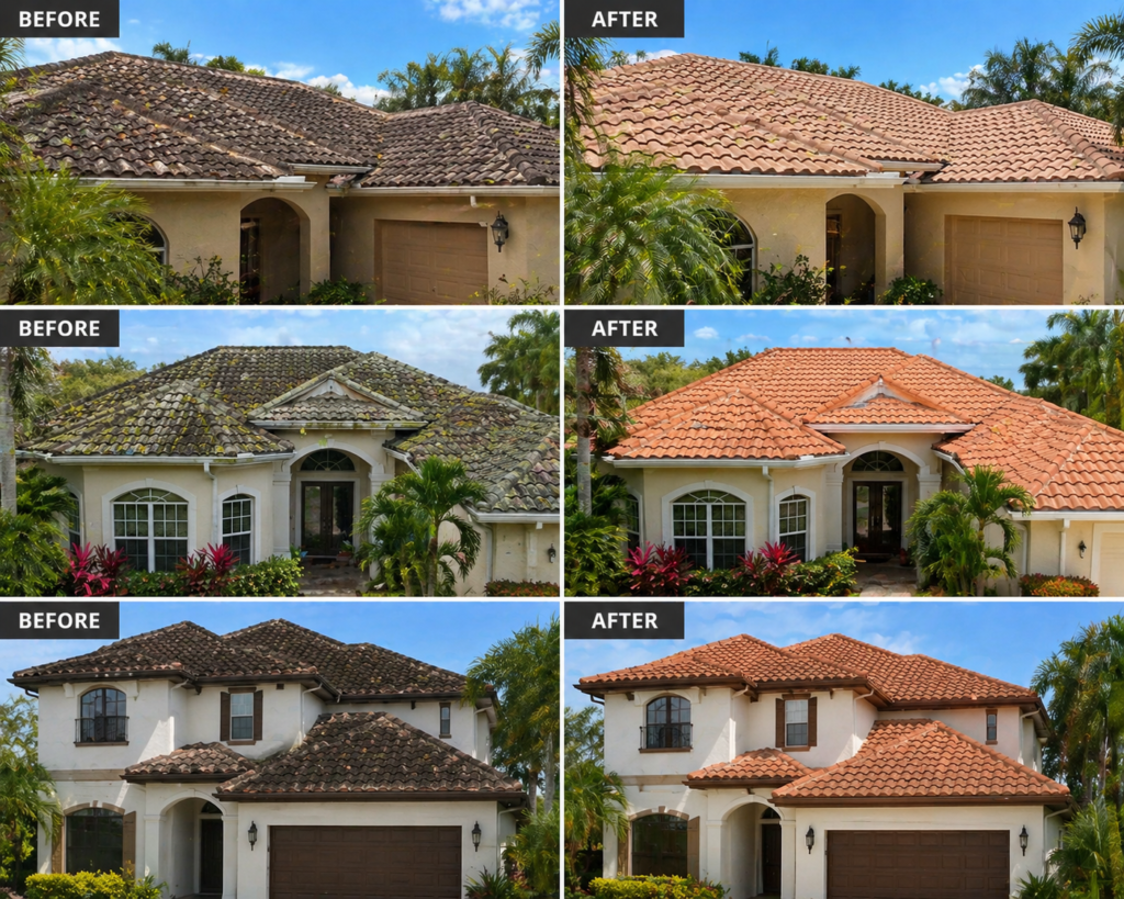 Before and after roof cleaning services in Florida